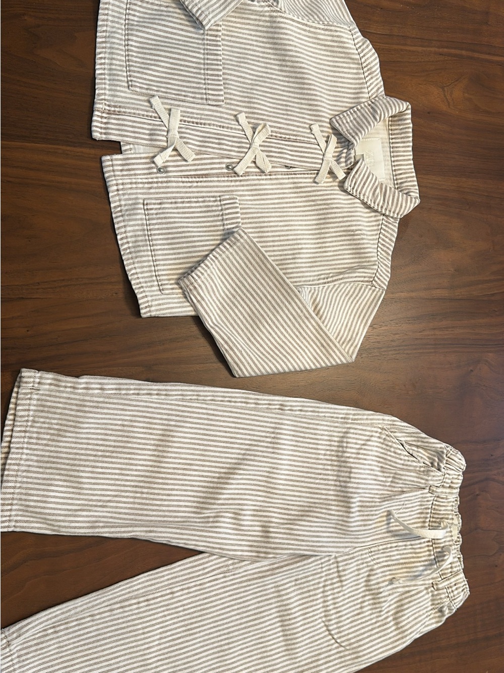 Zara Cream & Gray Striped Sweatpants - Kids Joggers Set